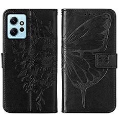 Handytasche Stand Schutzhülle Flip Leder Hülle Schmetterling YB1 für Xiaomi Redmi Note 12 4G Schwarz