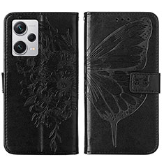 Handytasche Stand Schutzhülle Flip Leder Hülle Schmetterling YB1 für Xiaomi Redmi Note 12 Explorer Schwarz