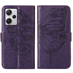Handytasche Stand Schutzhülle Flip Leder Hülle Schmetterling YB1 für Xiaomi Redmi Note 12 Explorer Violett