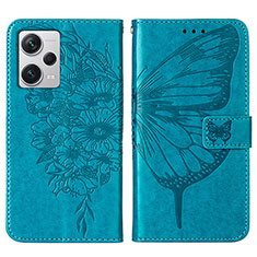 Handytasche Stand Schutzhülle Flip Leder Hülle Schmetterling YB1 für Xiaomi Redmi Note 12 Pro+ Plus 5G Blau
