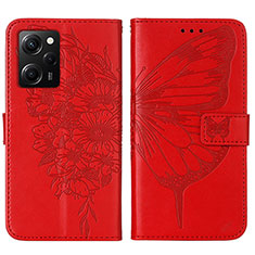 Handytasche Stand Schutzhülle Flip Leder Hülle Schmetterling YB1 für Xiaomi Redmi Note 12 Pro Speed 5G Rot