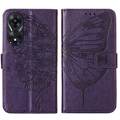 Handytasche Stand Schutzhülle Flip Leder Hülle Schmetterling YB2 für Oppo A58 5G Violett