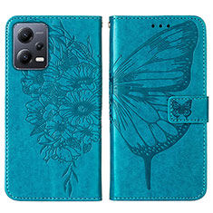 Handytasche Stand Schutzhülle Flip Leder Hülle Schmetterling YB2 für Xiaomi Poco X5 5G Blau