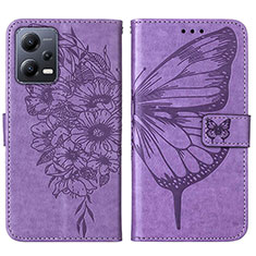Handytasche Stand Schutzhülle Flip Leder Hülle Schmetterling YB2 für Xiaomi Poco X5 5G Helles Lila