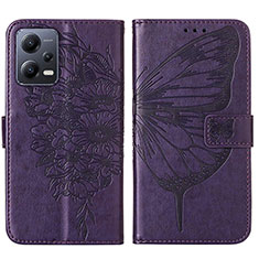 Handytasche Stand Schutzhülle Flip Leder Hülle Schmetterling YB2 für Xiaomi Poco X5 5G Violett