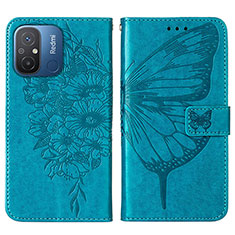 Handytasche Stand Schutzhülle Flip Leder Hülle Schmetterling YB2 für Xiaomi Redmi 12C 4G Blau
