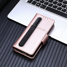 Handytasche Stand Schutzhülle Flip Leder Hülle SD2 für Samsung Galaxy Z Fold5 5G Rosegold