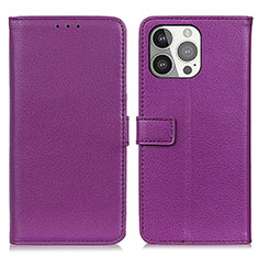 Handytasche Stand Schutzhülle Flip Leder Hülle T01 für Apple iPhone 15 Pro Violett