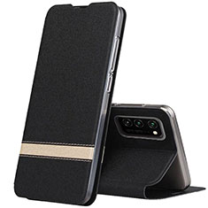 Handytasche Stand Schutzhülle Flip Leder Hülle T01 für Huawei Honor V30 5G Schwarz