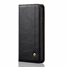 Handytasche Stand Schutzhülle Flip Leder Hülle T01 für Oppo A92 Schwarz