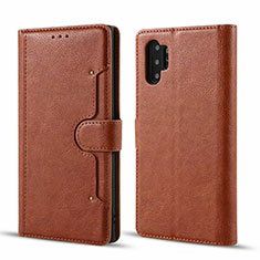 Handytasche Stand Schutzhülle Flip Leder Hülle T02 für Samsung Galaxy Note 10 Plus 5G Braun