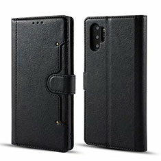 Handytasche Stand Schutzhülle Flip Leder Hülle T02 für Samsung Galaxy Note 10 Plus 5G Schwarz