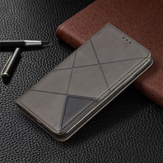 Handytasche Stand Schutzhülle Flip Leder Hülle T02 für Xiaomi Redmi Note 9S Grau