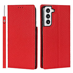 Handytasche Stand Schutzhülle Flip Leder Hülle T02D für Samsung Galaxy S21 5G Rot