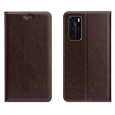 Handytasche Stand Schutzhülle Flip Leder Hülle T03 für Huawei P40 Braun