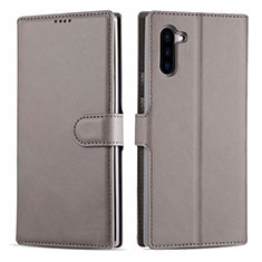 Handytasche Stand Schutzhülle Flip Leder Hülle T03 für Samsung Galaxy Note 10 Grau