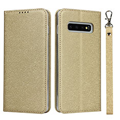 Handytasche Stand Schutzhülle Flip Leder Hülle T03 für Samsung Galaxy S10 5G Gold
