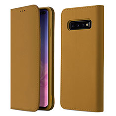 Handytasche Stand Schutzhülle Flip Leder Hülle T03 für Samsung Galaxy S10 Plus Orange