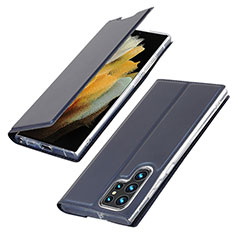 Handytasche Stand Schutzhülle Flip Leder Hülle T03D für Samsung Galaxy S22 Ultra 5G Blau