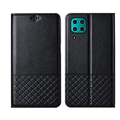 Handytasche Stand Schutzhülle Flip Leder Hülle T04 für Huawei P40 Lite Schwarz