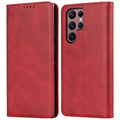 Handytasche Stand Schutzhülle Flip Leder Hülle T04D für Samsung Galaxy S23 Ultra 5G Rot