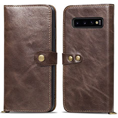 Handytasche Stand Schutzhülle Flip Leder Hülle T05 für Samsung Galaxy S10 Plus Braun