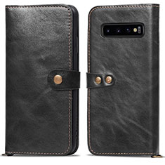 Handytasche Stand Schutzhülle Flip Leder Hülle T05 für Samsung Galaxy S10 Plus Schwarz