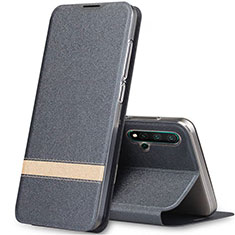 Handytasche Stand Schutzhülle Flip Leder Hülle T06 für Huawei Nova 5 Pro Grau