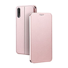 Handytasche Stand Schutzhülle Flip Leder Hülle T06 für Huawei P20 Rosegold