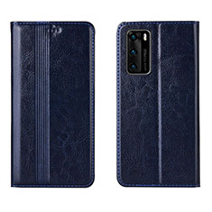 Handytasche Stand Schutzhülle Flip Leder Hülle T06 für Huawei P40 Blau