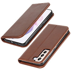 Handytasche Stand Schutzhülle Flip Leder Hülle T06D für Samsung Galaxy S21 5G Braun