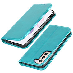 Handytasche Stand Schutzhülle Flip Leder Hülle T06D für Samsung Galaxy S21 5G Hellblau