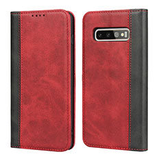 Handytasche Stand Schutzhülle Flip Leder Hülle T07 für Samsung Galaxy S10 Plus Rot