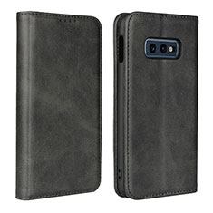 Handytasche Stand Schutzhülle Flip Leder Hülle T07 für Samsung Galaxy S10e Schwarz