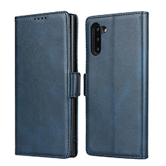 Handytasche Stand Schutzhülle Flip Leder Hülle T08 für Samsung Galaxy Note 10 Blau