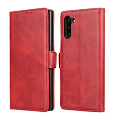 Handytasche Stand Schutzhülle Flip Leder Hülle T08 für Samsung Galaxy Note 10 Rot