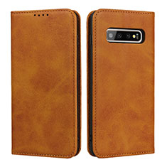 Handytasche Stand Schutzhülle Flip Leder Hülle T08 für Samsung Galaxy S10 Plus Orange