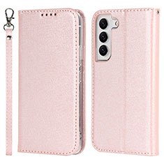 Handytasche Stand Schutzhülle Flip Leder Hülle T08D für Samsung Galaxy S23 Plus 5G Rosegold