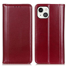 Handytasche Stand Schutzhülle Flip Leder Hülle T09 für Apple iPhone 15 Rot