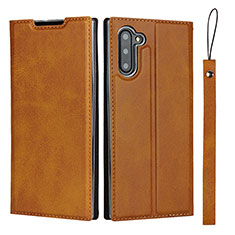 Handytasche Stand Schutzhülle Flip Leder Hülle T09 für Samsung Galaxy Note 10 Orange