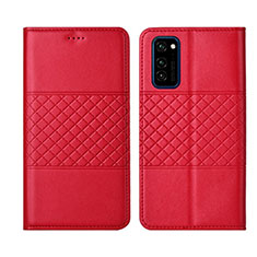 Handytasche Stand Schutzhülle Flip Leder Hülle T11 für Huawei Honor View 30 5G Rot