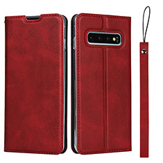 Handytasche Stand Schutzhülle Flip Leder Hülle T11 für Samsung Galaxy S10 Plus Rot