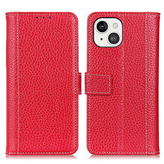 Handytasche Stand Schutzhülle Flip Leder Hülle T23 für Apple iPhone 15 Rot