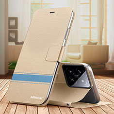 Handytasche Stand Schutzhülle Flip Leder Hülle TB1 für Xiaomi Mi 14 5G Gold