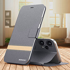 Handytasche Stand Schutzhülle Flip Leder Hülle TB1 für Xiaomi Poco F5 5G Grau