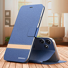 Handytasche Stand Schutzhülle Flip Leder Hülle TB1 für Xiaomi Poco M6 Pro 5G Blau