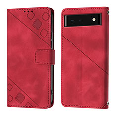 Handytasche Stand Schutzhülle Flip Leder Hülle Y01B für Google Pixel 6 5G Rot