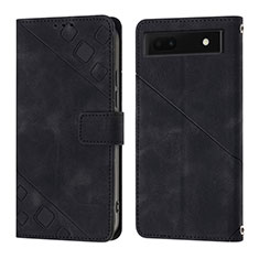 Handytasche Stand Schutzhülle Flip Leder Hülle Y01B für Google Pixel 6a 5G Schwarz