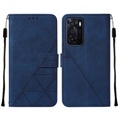 Handytasche Stand Schutzhülle Flip Leder Hülle Y01B für Oppo A55S 5G Blau