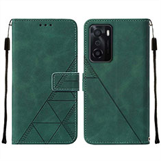 Handytasche Stand Schutzhülle Flip Leder Hülle Y01B für Oppo A55S 5G Grün